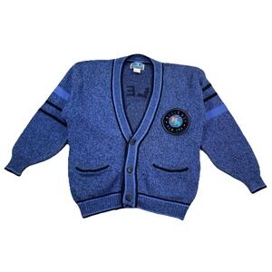 Vintage Bugle Boy Tomorrow Cardigan Sweater Blue Black‎ Men's Medium
